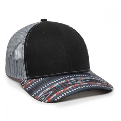 Overtime Hours w/Flag Leather Patch Hat